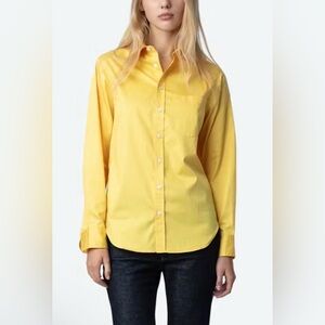 Zadig & Voltaire Women's Taskiz Pop Button-up in Sun Yellow Sz M. NWT MSRP $266